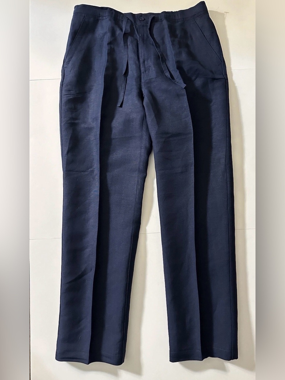 Cubavera Drawstring Linen Blend Pants Men's Size L Blue Summer Beach Lightweight